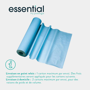6 rouleaux Draps d'examen plastifié bleus - 180 formats - 2 Plis gaufrés Essential 
