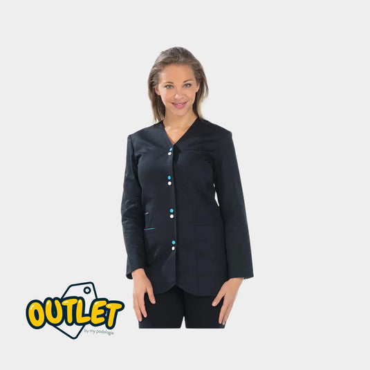 Damesblouse - Maat M - My Blouse // Einde serie My Podologie Maelys - zwart/wit/turquoise twill