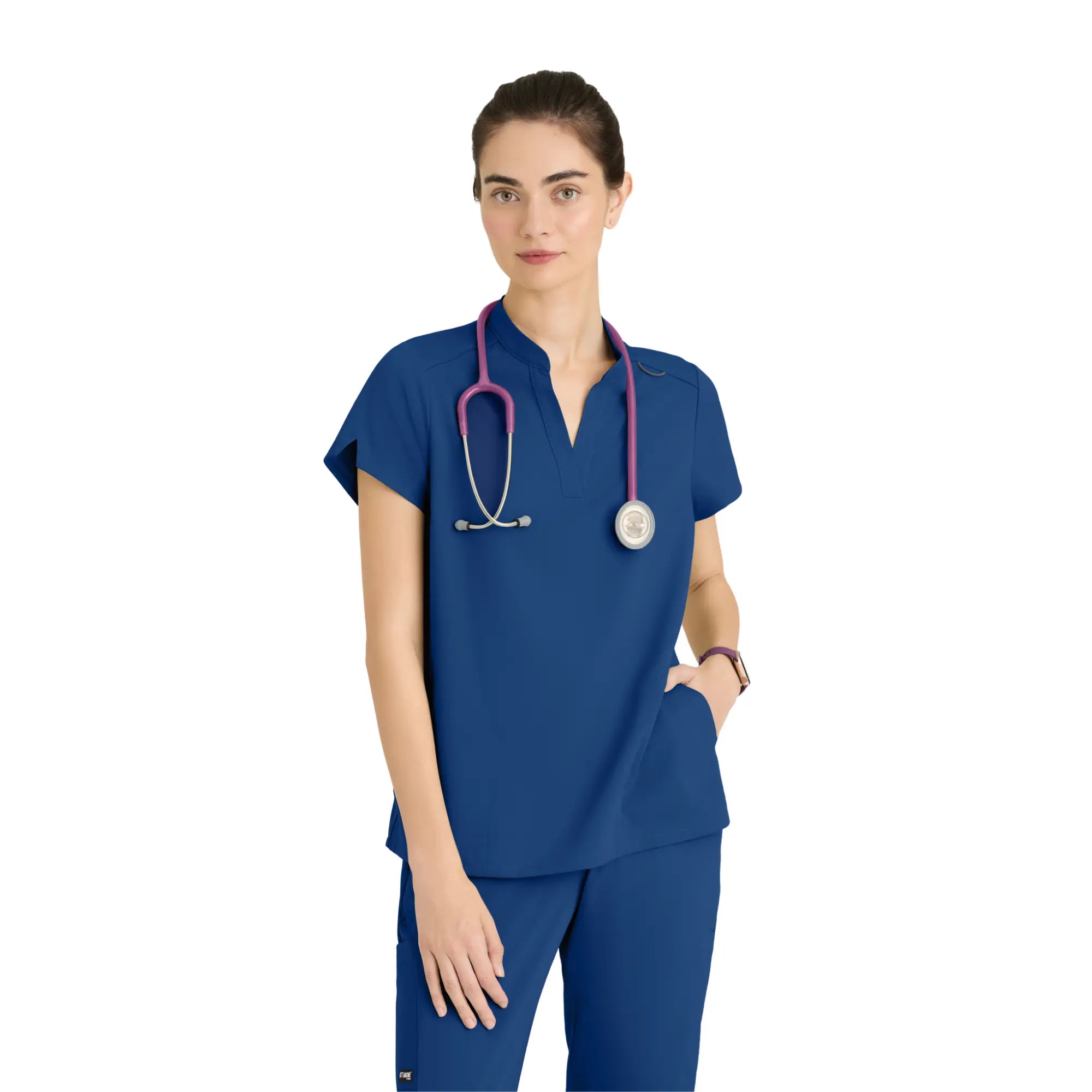Flora - Tunique col à bande - Femme - Grey’s Anatomy Stretch Grey’s Anatomy  Bleu Roi / XL