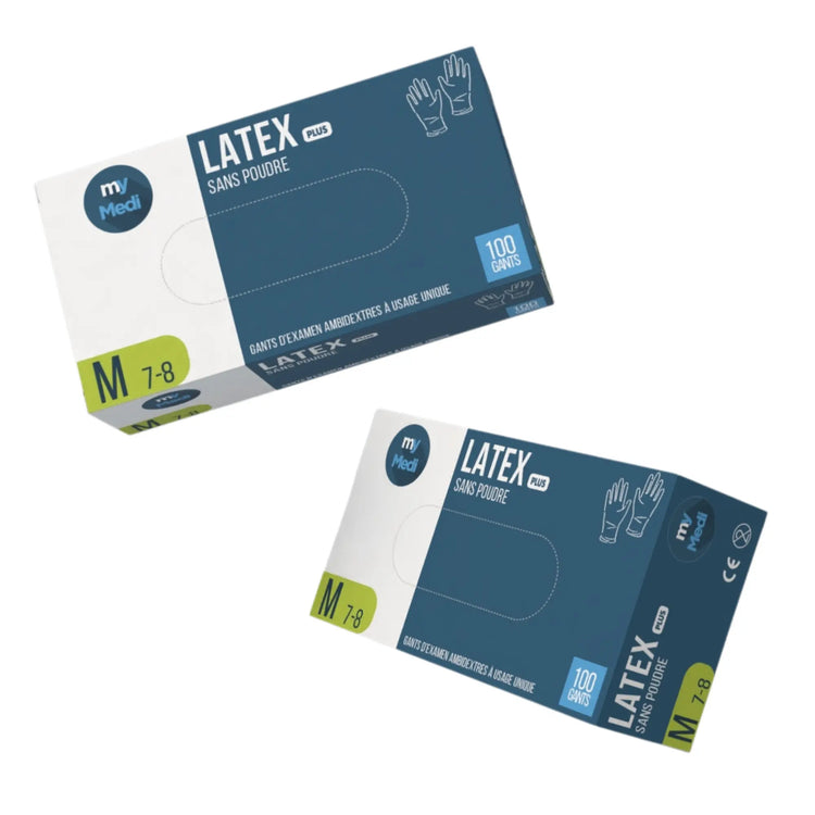 Gants d'examen - Latex - Sans poudre - Ambidextres - Boite de 100 - My Médical My Medical 