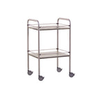 RVS tafel op voetstuk - 2 dienbladen - 90 x 55 x 80 cm - Uitneembare galerijen