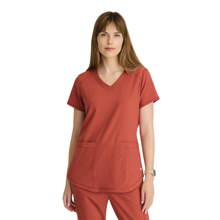 Luma - Tunique col V - Femme - Grey’s Anatomy Evolve Grey’s Anatomy  Rouge Terre / XL